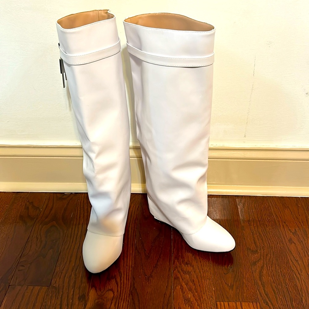 White tall boots